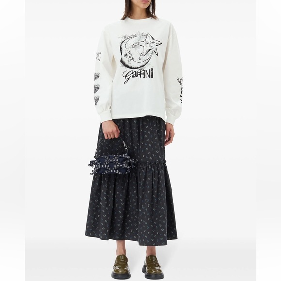 Ganni floral cotton skirt